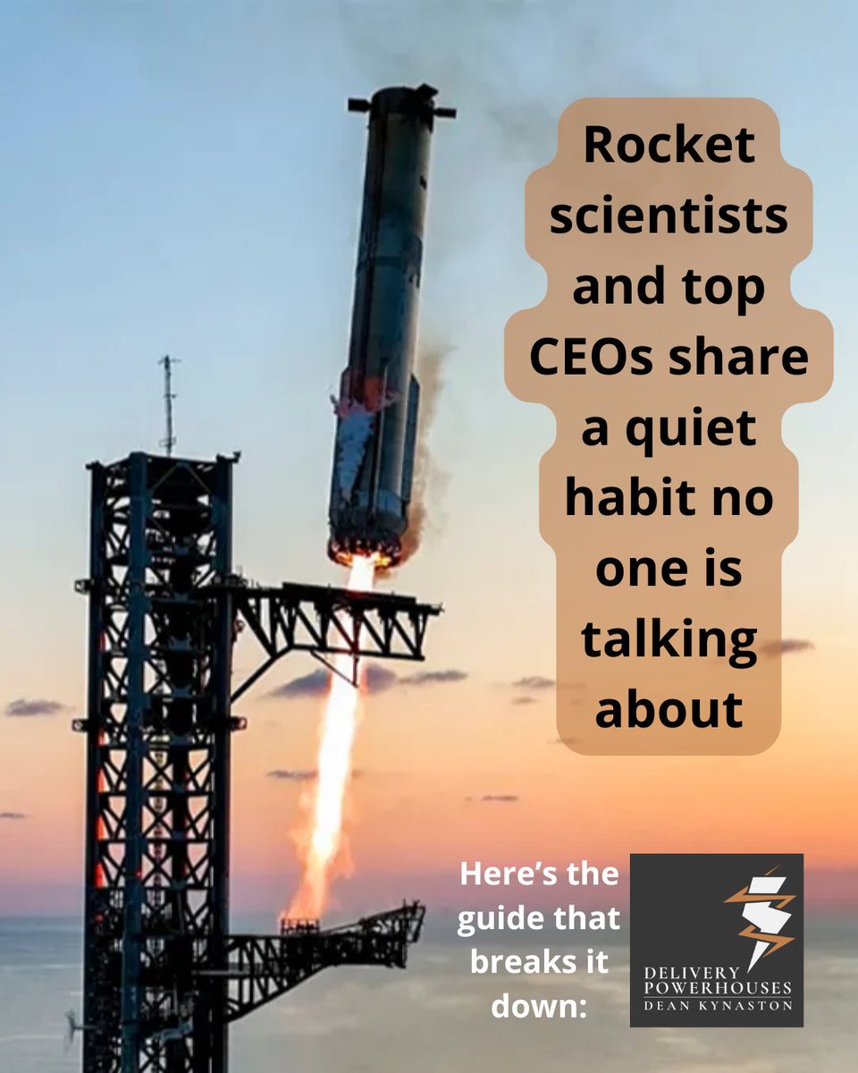 dean_kynaston's tweet photo. Rocket scientists and top CEOs share a quiet habit no one is talking about.

Most CEOs I coach are stuck in the same loop:
More plans -> More meetings -> More reports

But the results don’t move.

There’s a different way the winners operate.

A quiet habit rocket teams and top CEOs share.

It has nothing to do with working harder.

And everything to do with how they learn.

If you’re tired of 18‑month bets with nothing to show for it…

And you’re ready to build a company that gets smarter every week, not every year…

I wrote a full guide that breaks down this habit in simple, practical steps.

Want the full giude?
Read it here →https://t.co/EHm8ifN6gK