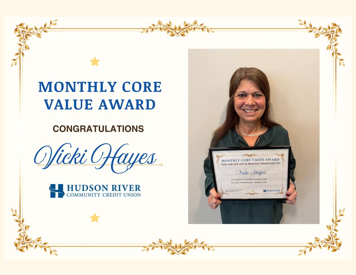 HRCCU announces our Monthly Core Value Award!

Our January Winner is Vicki Hayes! Congratulations!