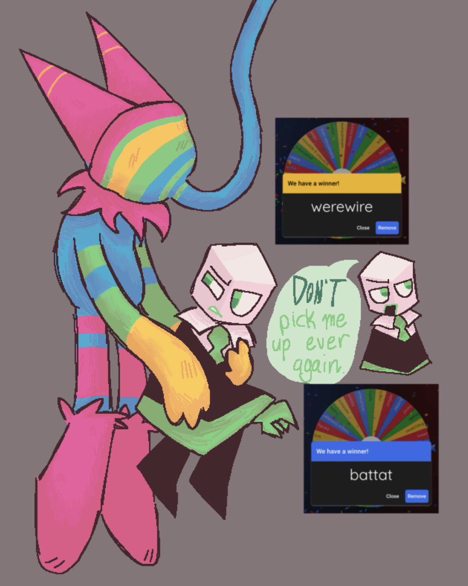 azazelded's tweet photo. drawing two randomly picked deltarune characters day 2 πΊ:
werewire and battat
#werewire #battat #deltarune https://t.co/zvF7n10bBt