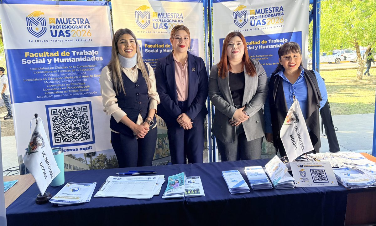 FATSOH_'s tweet photo. La Facultad de Trabajo Social y Humanidades participó en la Muestra Profesiográfica de la Zona Norte de la Universidad Autónoma de Sinaloa, promoviendo sus 6 licenciaturas y orientando a jóvenes sobre su futuro profesional. 🎓✨

@uasoficialmx 
#Somosgrandes #SomosUAS #fatsoh https://t.co/zIv43FMWEu