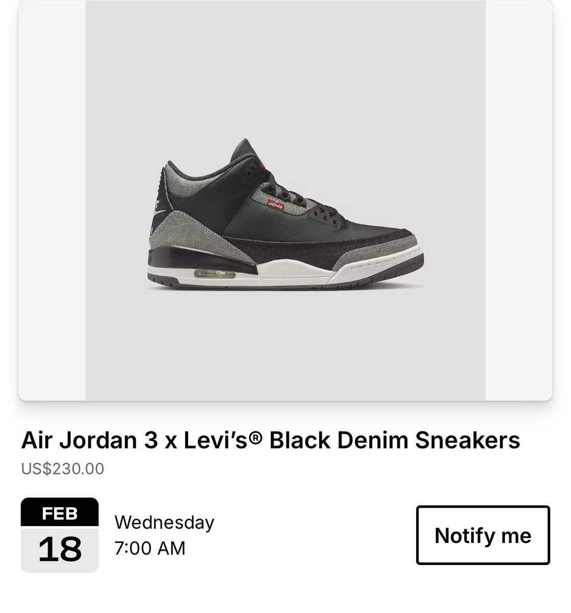 snkr_twitr's tweet photo. 📝Levi’s x Jordan 3 EQT Raffles open tomorrow at 7am PT/10am ET

https://t.co/236eENBs3u https://t.co/CjdnewliUF