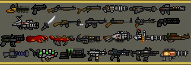 AbsoluteBoom96's tweet image. The roster of Doom I+II weapons in the Terraria style has been expanded due to a request on the Samsara Reincarnation Discord about creating a sprite for the Comic book Chaingun (Last one on this pic).
#pixelart #pixelartist #pixelweapons #doom #classicdoom #terraria