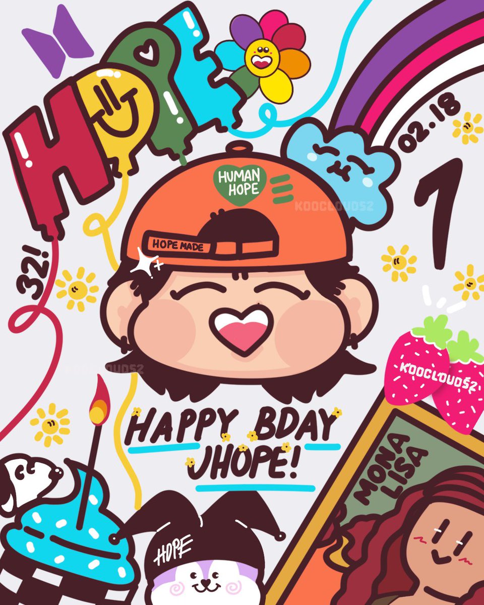 JHOPEEEEEEEEEEEE 🗣️!!!! Happiest birthday to my birthday twin! ☀️ 

2/18 is the day legends are born. Thank you mom for having me the same day as Hobi! <a href="/BTS_twt/">방탄소년단</a> 💜😭

Have a blessed 32nd birthday! 🍰💌 

#btsfanart #JHOPE #HappyBirthdayjhope