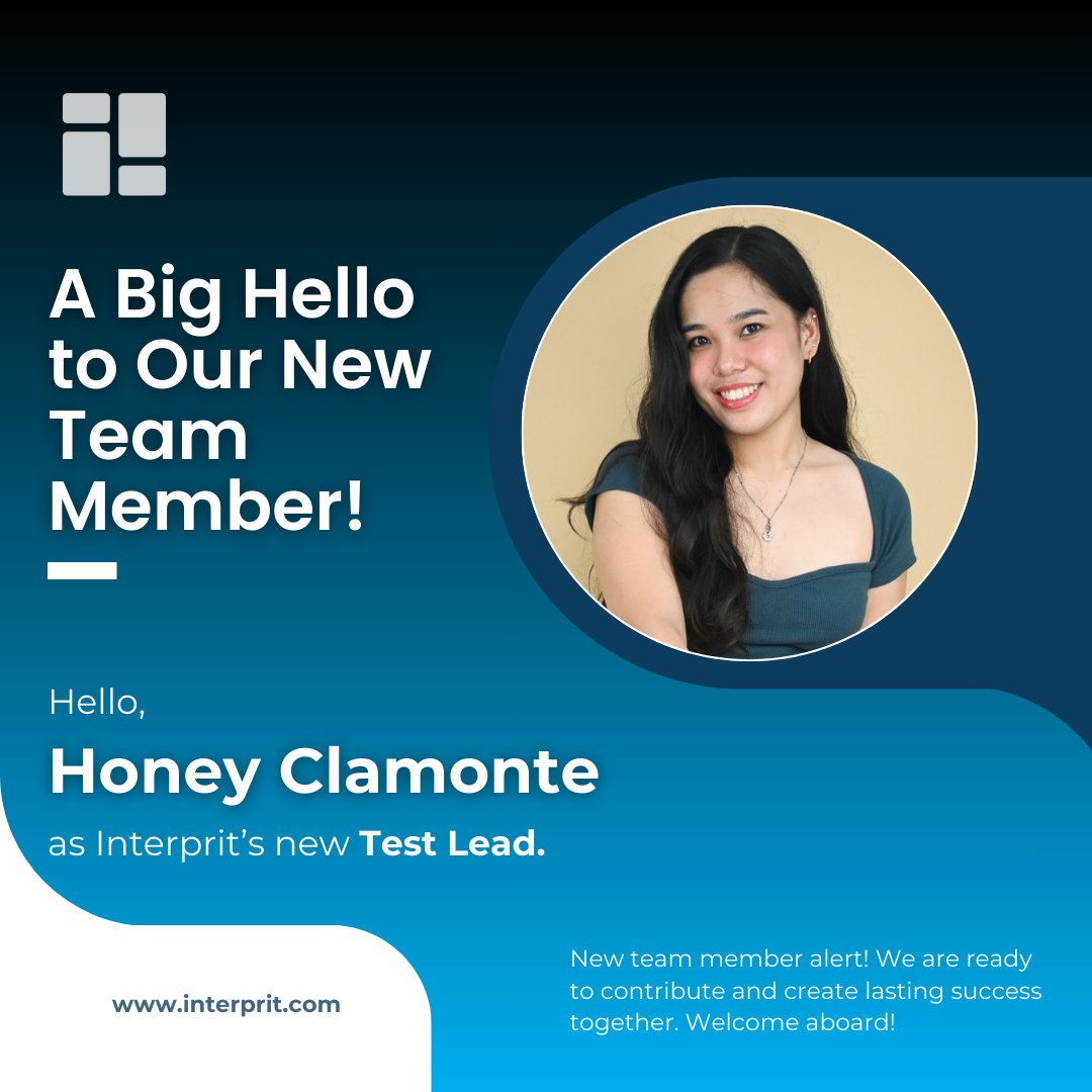 interprit_com's tweet photo. Please welcome Honey, who's joined Interprit as Test Lead! From day one, the team's been impressed with how smoothly communication and collaboration have flowed on our integration projects. Welcome aboard, Honey! 

#LifeAtInterprit #IntegrationExperts https://t.co/LmbVTEpKBT