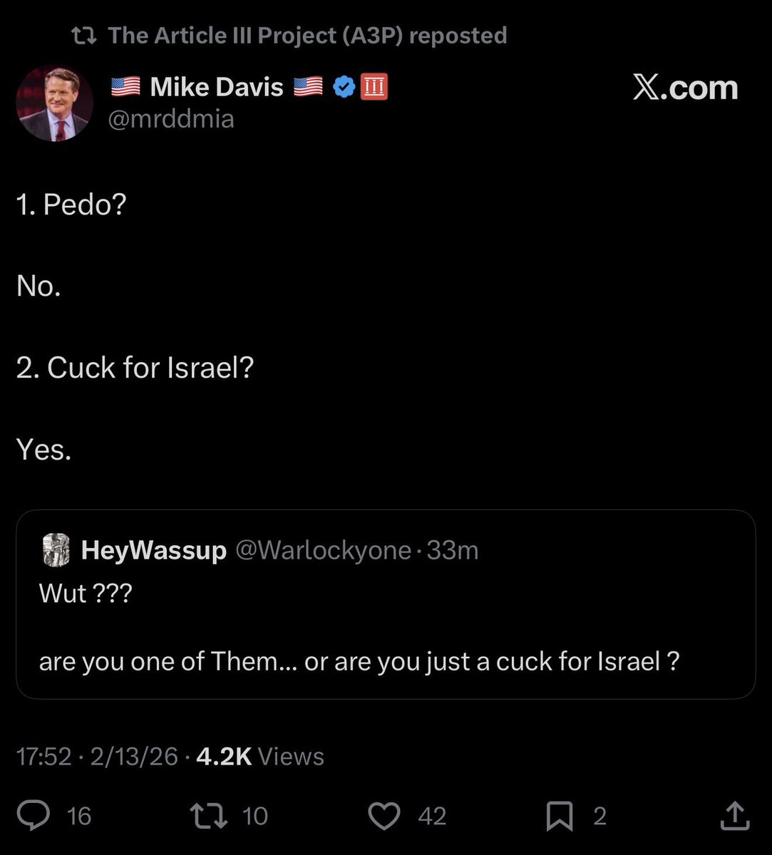 <a href="/realstewpeters/">Stew Peters</a> <a href="/mrddmia/">🇺🇸 Mike Davis 🇺🇸</a> He actually said this. 

x.com/mrddmia/status…