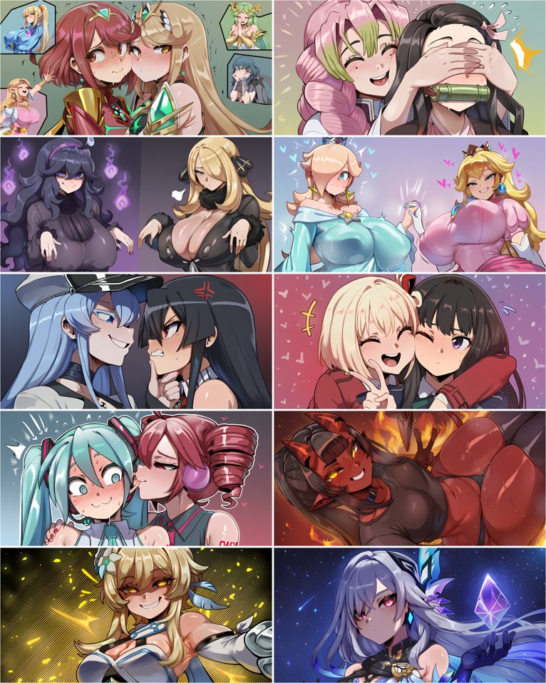 Now that we've hit 30K I wanna focus on leveling up the quality of my comics, both visually and technically.

So... everything you're seeing in this image is basically all my current ideas for my next big projects, like my last Marin comic!

I'll give my best 💙