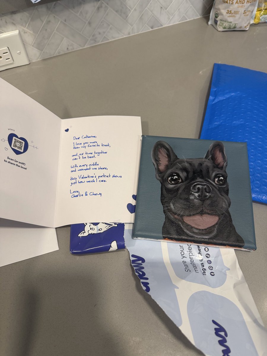 cbmcmanus822's tweet photo. Thank you @Chewy for the best Valentine gift ever… a portrait of our pup! So thoughtful. Best company ever. Don’t know how you do it!!! #chewy #dogsoftwitter #ValentinesDay2026 https://t.co/I9tyNgUKOf