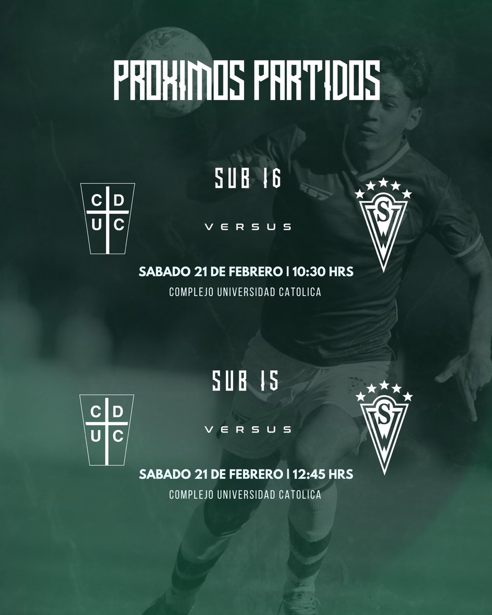 𝘾𝙊𝙈𝙄𝙀𝙉𝙕𝘼 𝙀𝙇 𝙁𝙐́𝙏𝘽𝙊𝙇 𝙅𝙊𝙑𝙀𝙉🇳🇬⚽️

Nuestra cantera inicia su año de partidos oficiales esta semana!🤩

🗓️𝗩𝗜𝗘𝗥𝗡𝗘𝗦 𝟮𝟬 (Local)
-Proyección- 10:30 horas
-Sub 18 - 12:45 horas

🗓️𝗦𝗔́𝗕𝗔𝗗𝗢 𝟮𝟭(Visita)
-Sub 16 - 10:30 horas
-Sub 15 - 12:45 horas