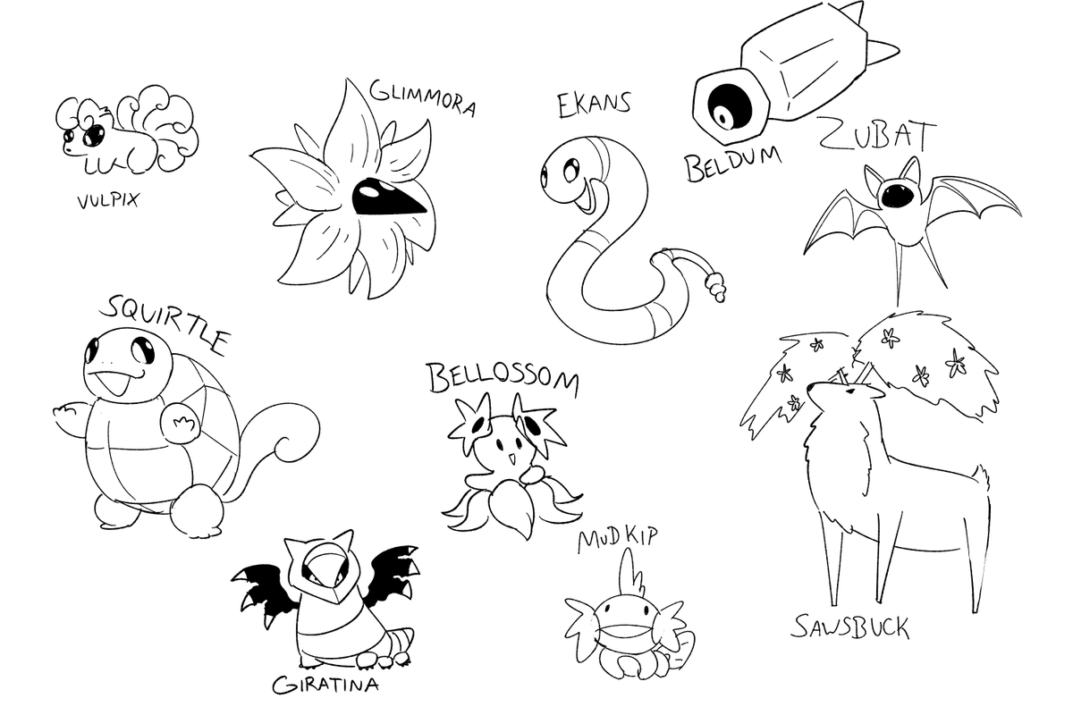 Chat's pokemon requests drawn from memory 😅