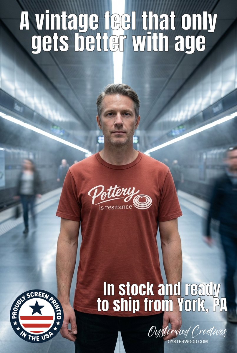 Oysterwood_'s tweet image. Pottery is Resistance—bold, hand-printed and built for studio days. Heavyweight, broken-in Comfort Colors softness that wears like armor. $21.95. #ceramics #handprinted #streetwear

Shop here:  oysterwood.com/product/potter…