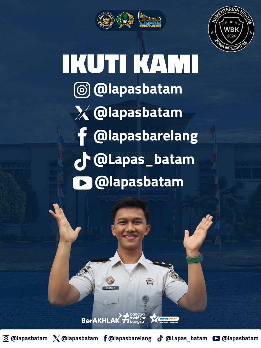 #Sobatpastama

Yuk catat perubahan jadwal kunjungan di bulan Ramadhan 1447 H di Lapas Batam biar tidak salah jadwal ya sobat Pastama 😉🙏

@kalapasbatam
@pemasyarakatankepri
<a href="/kemenimipas/">Kementerian Imigrasi dan Pemasyarakatan Republik I</a>
@ditjenpas
<a href="/agusandrianto/">agus andrianto</a>.id

#kemenimipas
#PemasyarakatanKepri
#lapasbatam
#YosafatRizanto