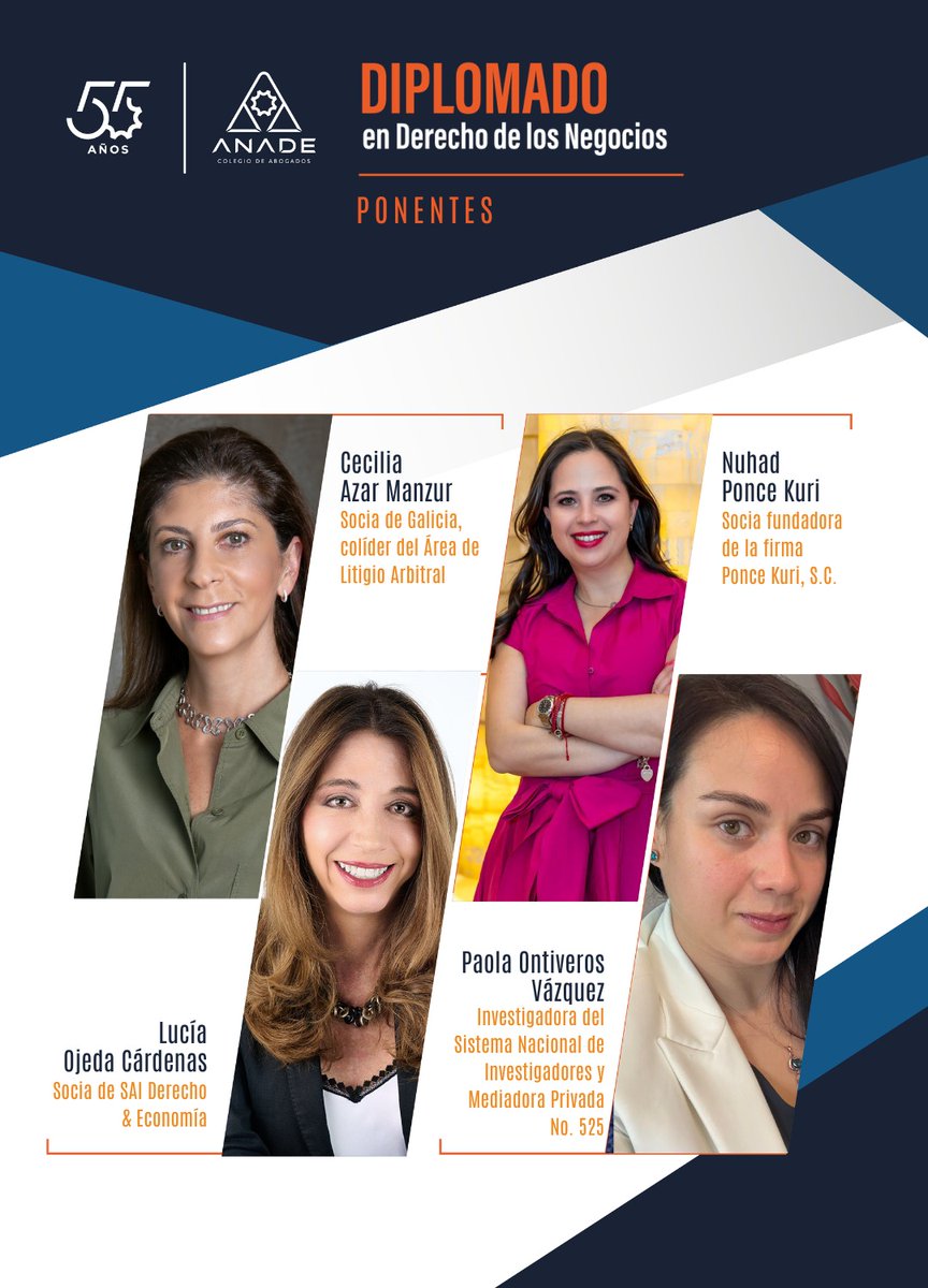 ANADEcolegio's tweet photo. En el Diplomado en Derecho de los Negocios de la #ANADE, la calidad académica es experiencia real.
Ponentes reconocidas por Chambers y Legal 500, líderes en arbitraje, mediación, competencia y protección de datos.
🗓 25 FEB · 💻 Virtual · ⏱ 78 h
👉 https://t.co/4wVzc6sJNN https://t.co/9dMsfxDfPV