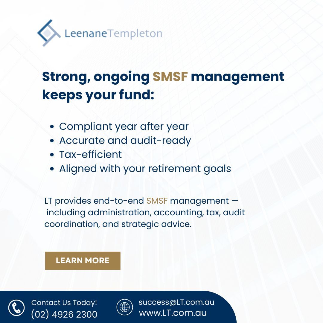 Ongoing SMSF management matters more than setup. Poor administration can lead to compliance breaches, tax issues, and missed opportunities.

Leenane Templeton provides end-to-end SMSF management.

🔗 leenanetempleton.com.au/why-good-smsf-…