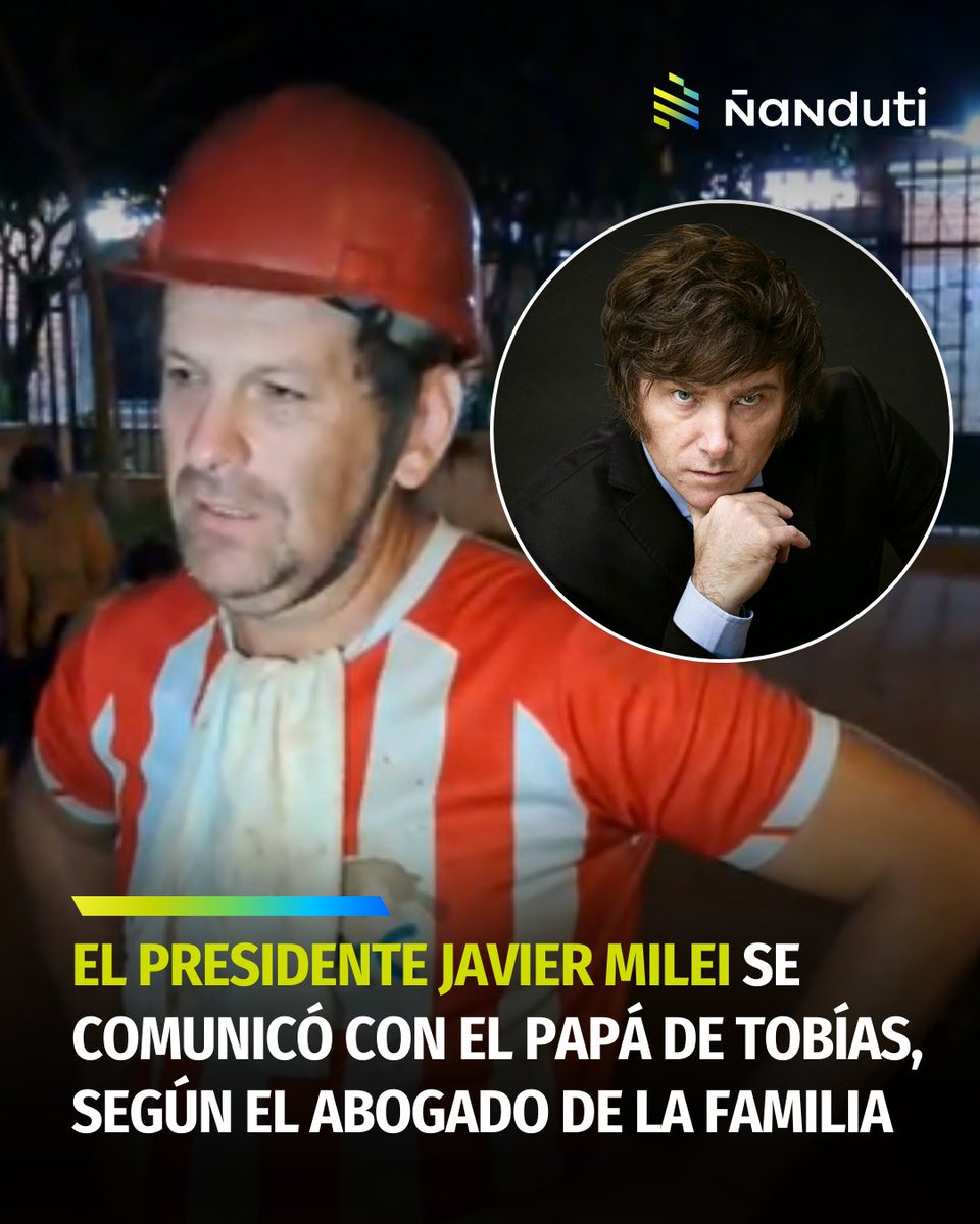 nanduti's tweet image. El presidente argentino se conmovió con la historia de Tobías 🇦🇷🇵🇾

🧐 Miguel Godoy, abogado de la familia, informó que el mandatario del vecino país, Javier Milei, se solidarizó con el papá de Tobías y le dijo que se comunique con él a ese mismo número para cualquier cosa que