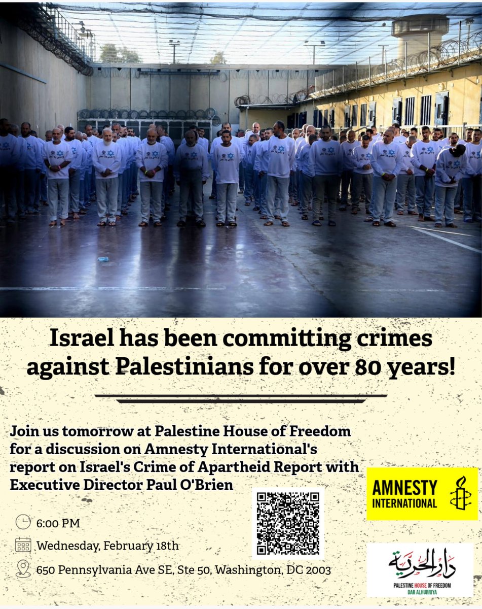 To end the genocide we must end the apartheid regime! The Amnesty report on apartheid is a vital tool to do that. If you’re in DC area please join us!