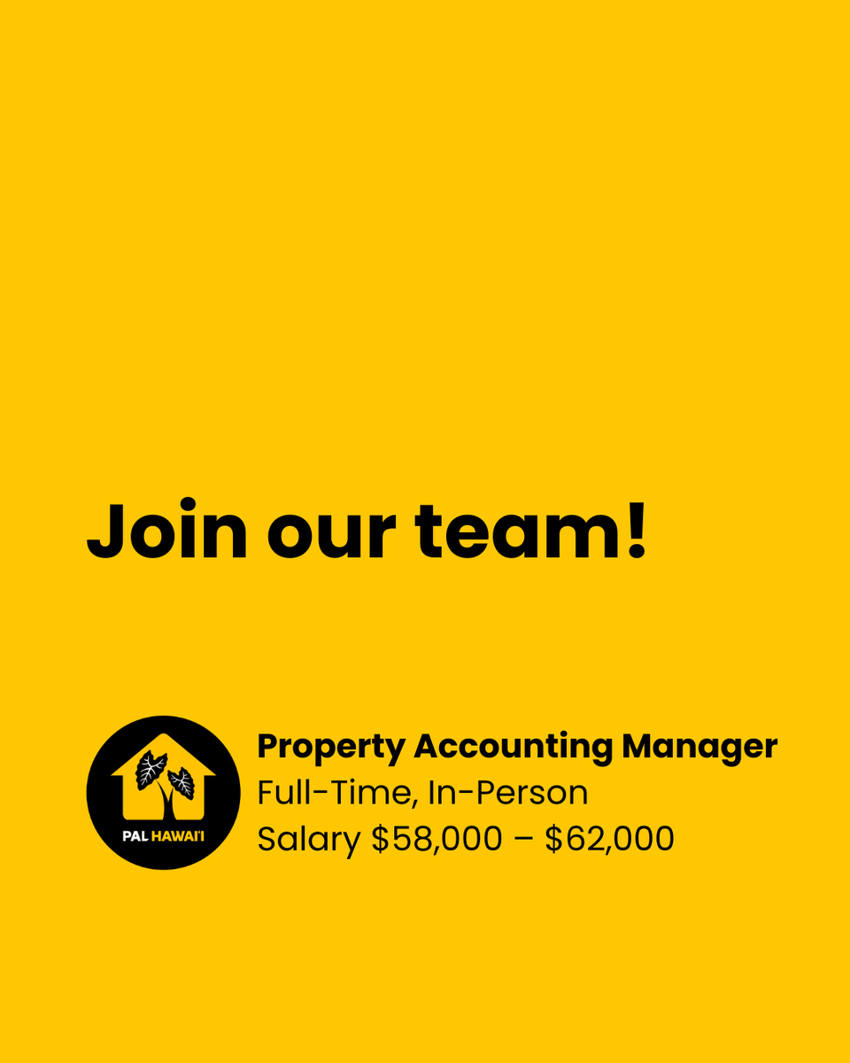 🌴 We’re hiring!

Property Accounting Manager — Anahola, HI (in-person)
💰 $58–62K | Full-time

Lead accounting + operations for PAL Hawaiʻi’s affordable housing sites. Manage tenant finances, rent collection, compliance &amp; maintenance coordination.

indeed.com/viewjob?jk=e49…