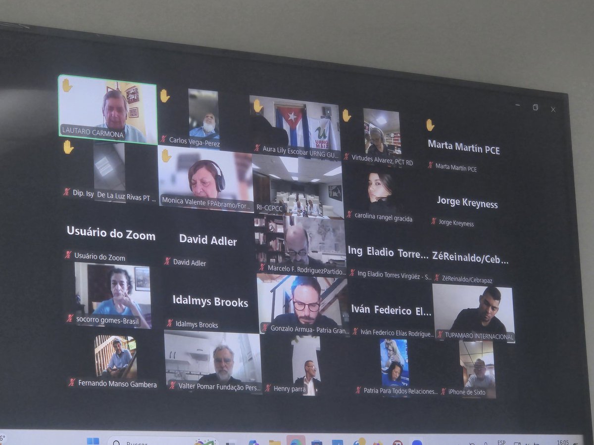 Especiales agradecimientos a Presidente Nacional <a href="/ptbrasil/">PT Brasil</a>, Secretaria general <a href="/PartidoMorenaMx/">Morena</a>,  Vicepresidenta <a href="/PartidoPSUV/">PSUV</a>, Co-coordinador <a href="/ProgIntl/">Progressive International</a>, Secretaría Ejecutiva del <a href="/ForodeSaoPaulo/">Foro de São Paulo</a>, presidentes de Partidos Comunistas de Chile, España, Argentina y demás participantes.