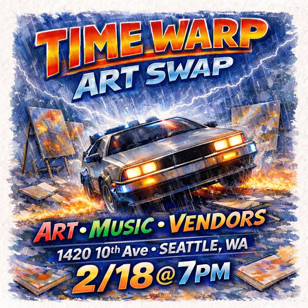 JenkinsMessiah's tweet photo. TIME WARP POP UP 4 🗣️ CLOTHING ART DRINKS 🗣️ PRIZES 🗣️ 2/18 7PM 🗣️1420 10th AVE 🗣️@timewarp206 @nahshonjoshua @doghousemagazine @lamecca.rose @deadflip_dj https://t.co/N7fQVVzGZd