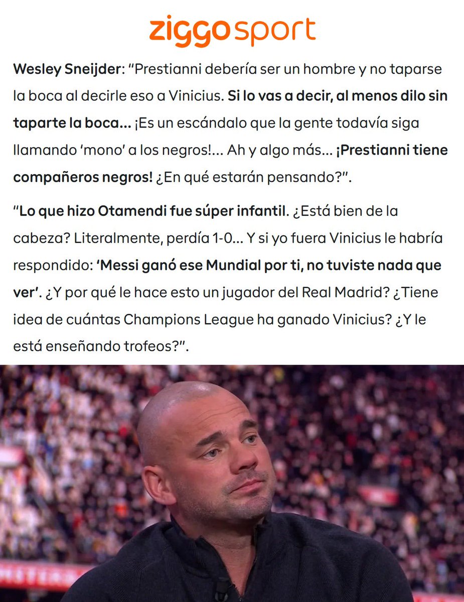 porquetendencia's tweet photo. "Sneijder":
Por sus comentarios contra Gianluca Prestianni y Nicolás Otamendi https://t.co/Mfi6asZlnH