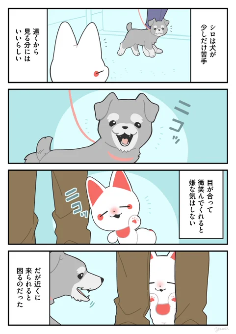 シロと犬
#かみさまキツネとサラリーマン 