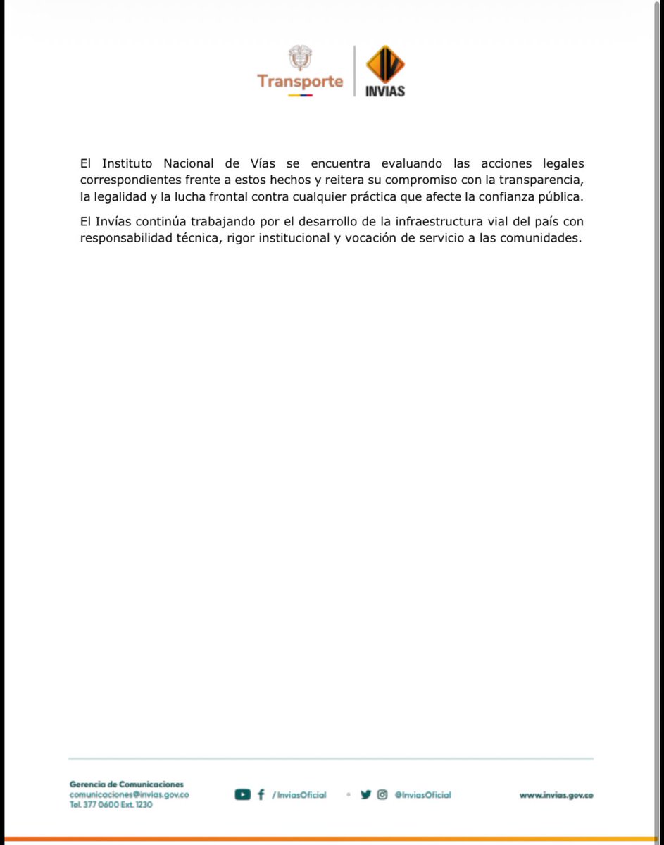 InviasOficial's tweet photo. 🚨 Atención: son falsas las ofertas de empleo que circulan por emisoras y WhatsApp a nombre del Invías.

❌ No contratamos por estos medios
❌ No pedimos dinero ni documentos

Las vacantes solo se publican en el Servicio Público de Empleo y la CNSC.
#NoSeDejeEngañar https://t.co/q9T4mt13P9