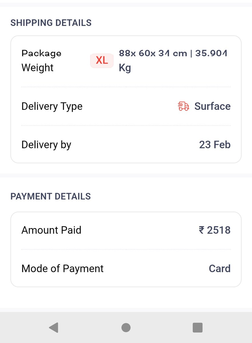pardeep_nayal's tweet photo. @delhivery @help_delhivery @jagograhakjago @consaff @ConsumerVoiceIn Update for clarity:

Declared dimensions at booking: 88×60×34 cm →35.9 kg volumetric (system calculated &amp; paid).

The earlier 39 kg screenshot was only a manual re-check using inch conversion, not the original declared weight.

Sharing original booking proof for re-verification. https://t.co/sHb1sZk2hx