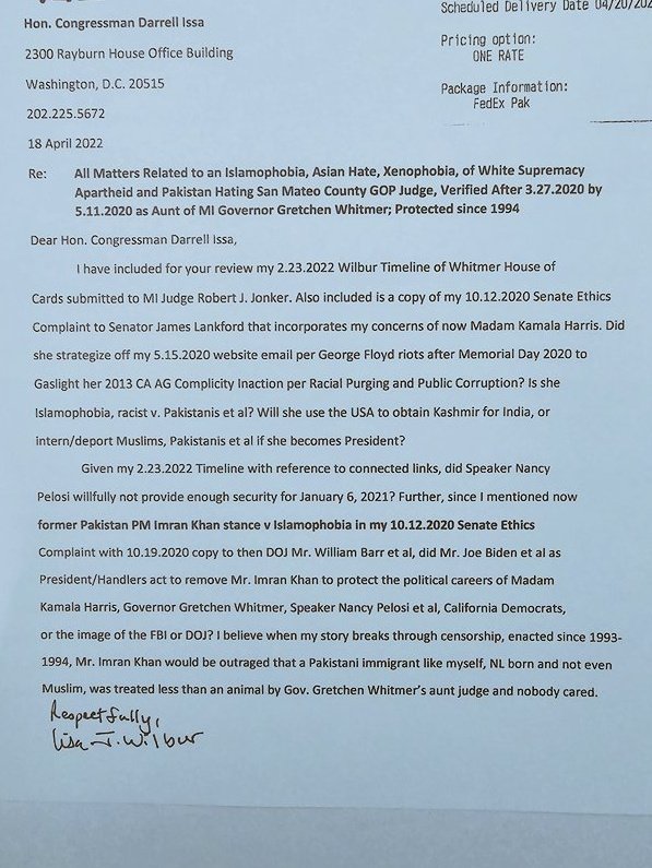 LisaJWilbur's tweet photo. @MunSecConf Broken by the #Hypocrisy having my @CAgovernor and #GretchenWhitmer there by Action or Inaction, that #Racists in  @GavinNewsom #California have the Right to treat We from #Muslim countries et al less than animals = 
#FreeImranKhan https://t.co/lIPGGVmqf4