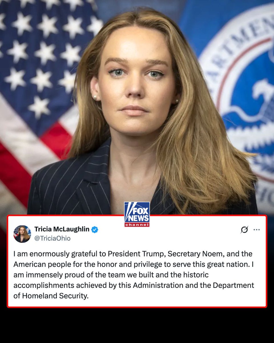 ON THE WAY OUT: DHS Assistant Secretary for Public Affairs Tricia McLaughlin has announced her departure from the Trump admin.

Secretary Noem thanked her for her "exceptional dedication, tenacity, and professionalism."