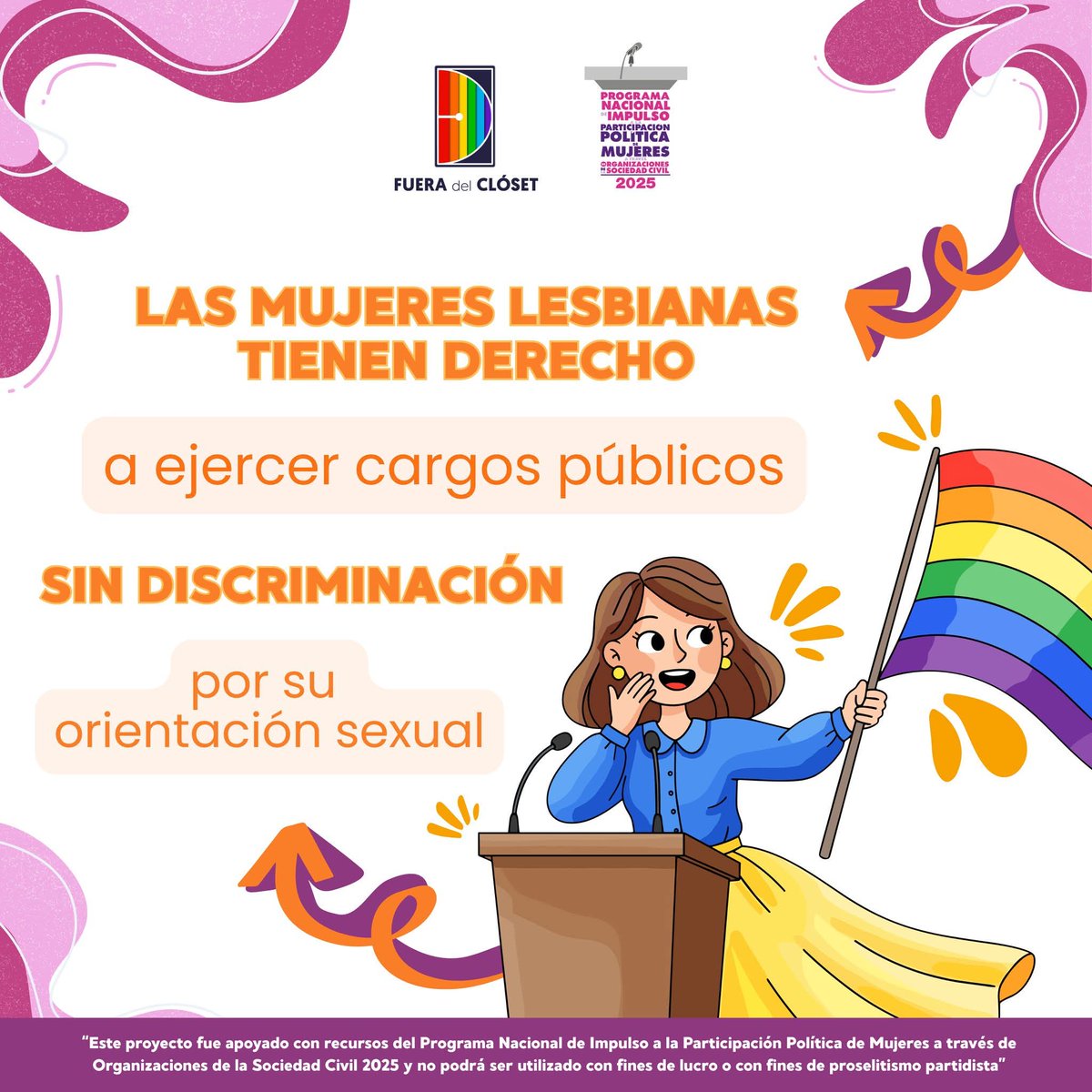 Las mujeres lesbianas tienen derecho a ejercer cargos públicos sin discriminación por su orientación sexual. 👩🏽‍🤝‍👩🏾🏳️‍🌈📢🗳️

La democracia se construye con orgullo.