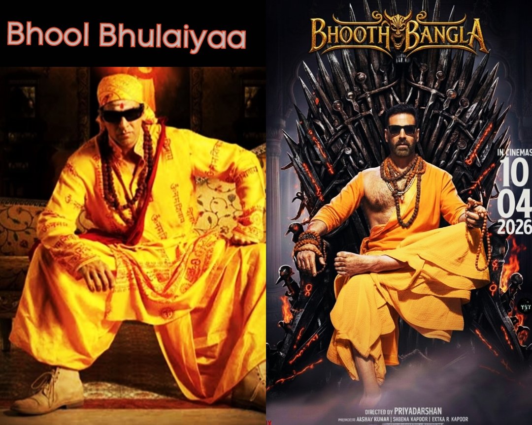 Nik_Wani_'s tweet photo. 2007: He owned the haveli.
2026: He rules the Bangla. 🔥
Evolution of an icon..! #Akshayakumar
Same aura. Different era..!💥💥
#BhoolBhulaiyaa. #BhoothBangla https://t.co/oit6MStKpc
