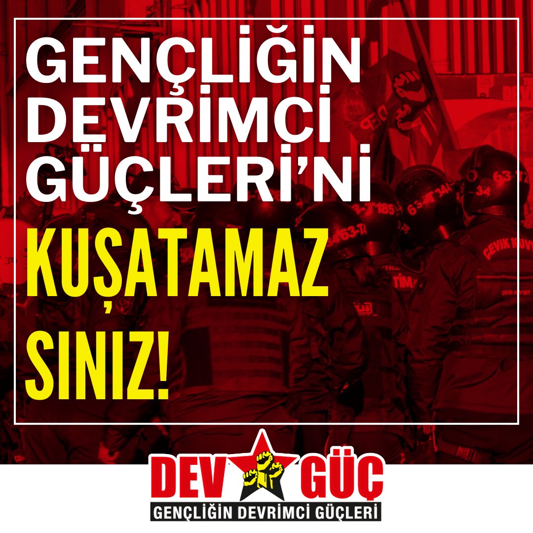 GENÇLİĞİN DEVRİMCİ GÜÇLERİ’Nİ KUŞATAMAZSINIZ!

Instagram hesabımız @devguc_1 Türkiye egemenleri tarafından erişime engellendi. <a href="/Dev_Guc2/">Gençliğin Devrimci Güçleri</a> ile yolumuza devam edeceğiz. Bizim sesimizi sosyal medyadan kısmaya çalışmanız nafile çünkü adresimiz sokaklar. Sanal sansürler bize sökmez!