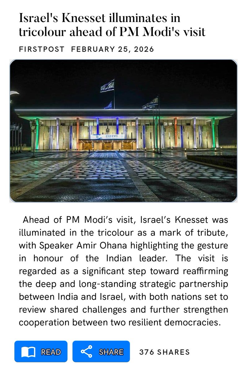 dial_hr's tweet photo. Israel's Knesset illuminates in tricolour ahead of PM Modi's visit
https://t.co/OzFLZ7jA6j

via NaMo App https://t.co/ujwhcmFxR6