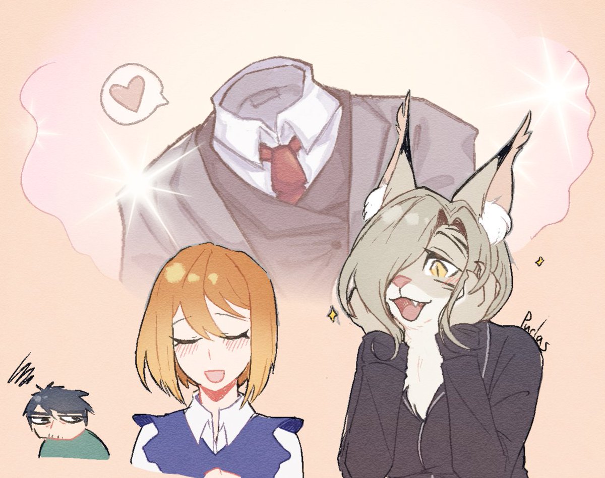 PurlasZ's tweet photo. That anime about a rizzful invisible dude and a cute blind woman with an anthro baddie https://t.co/A36pga8GUc