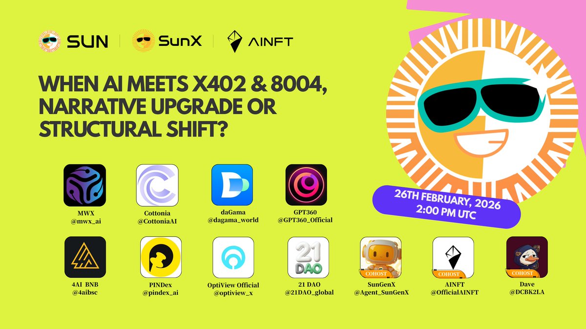 🎙️When AI Meets x402 &amp; 8004 — Narrative Upgrade or Structural Shift?

🤖 AI can think and strategize, yet it has remained economically powerless. With x402 and 8004 embedding payment logic and programmable identity into the stack, AI may no longer be just a tool, but an on-chain