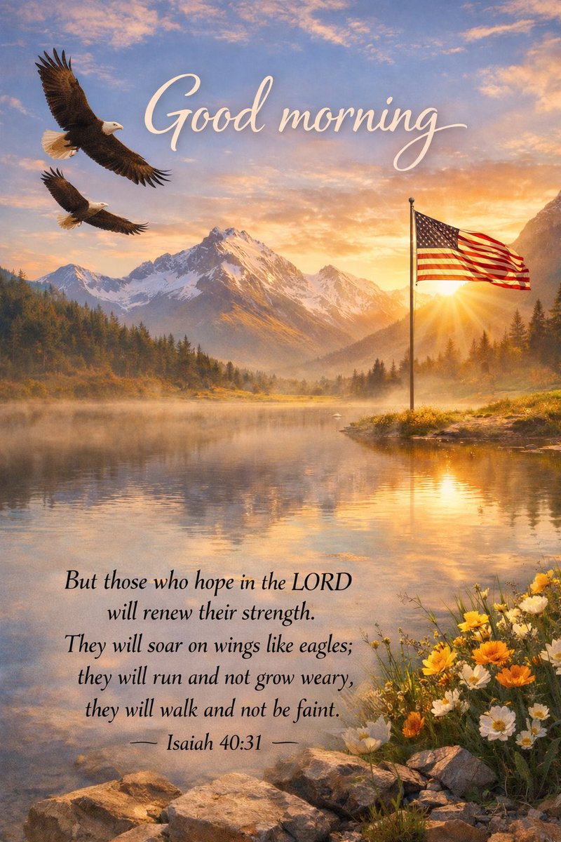 1True_American_'s tweet image. Good morning friends! ☀️

Isaiah 40:31 has always been one of my favorites. It’s a reminder that even when we feel tired, God is renewing us in ways we can’t always see. As we move through the middle of the week, let’s choose love, gratefulness, and trust - and let Him do the