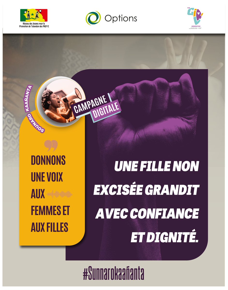 reseau_MGF_ME's tweet photo. 🔇 Le silence autour des MGF fait souffrir nos filles.
Briser le silence, c’est déjà protéger.
Parlons-en, informons, agissons ensemble pour mettre fin à cette violence. ✊🏾
Cette campagne est financée par @TheGirlGen
#Sunnarokaañanta #StopMGF #BrisonsLeSilence #DroitsDesFilles https://t.co/uhZGH8REE1