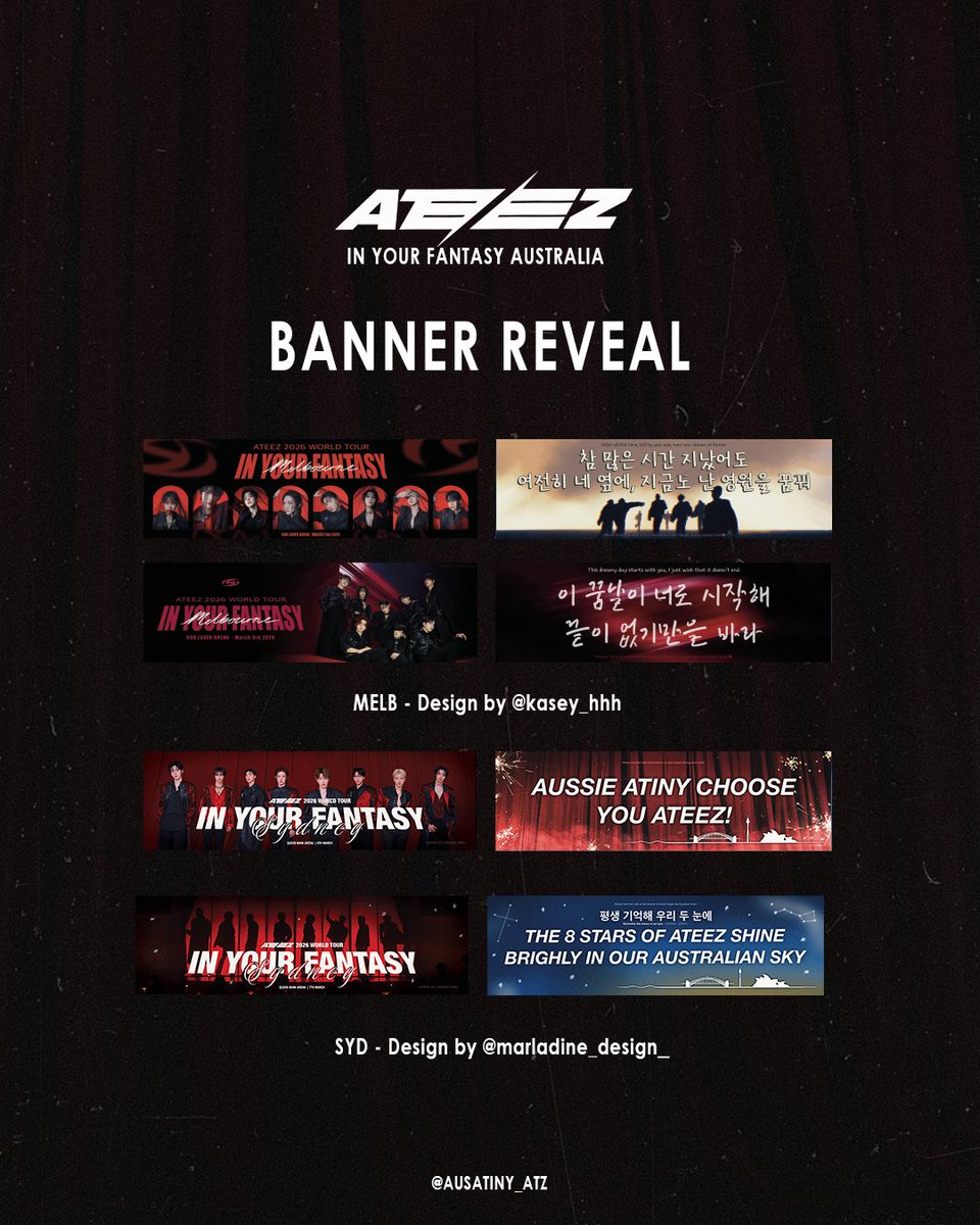 ausatiny_atz's tweet photo. ATEEZ In Your Fantasy Australia concerts BANNER PROJECT…. Reveal!! 

We are able to provide 10,000 banners each day of the Australian shows!! 

See updates on our social media about hand out location each day! 

#ateezinaus #ateezinaustralia
#ateezinyourfantasyaustralia https://t.co/x4gVssHkps