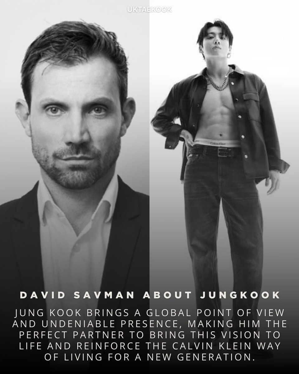 ℹ️ Jungkook | David Savman on LinkedIn

Calvin Klein’s Global Brand President, David Savman, posted about Jungkook’s new campaign on his LinkedIn:

“Calvin Klein's first Spring campaign has arrived, setting the tone for the season ahead. Featuring our brand ambassador Jung Kook,