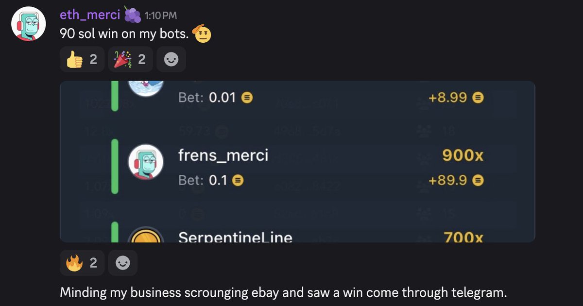 0.1 -> 90 SOL  

<a href="/eth_merci/">merci ✝</a>'s bots don't play around