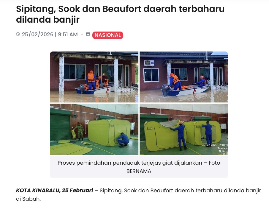 Banjir sekali lagi melanda Sipitang, Sook dan Beaufort sampai pusat pemindahan terpaksa dibuka. Setiap tahun isu sama berulang. Kalau peruntukan dan pelan kawalan banjir dah ada, kenapa keadaan masih begini? Mana perginya duit rakyat? Poket ke ...