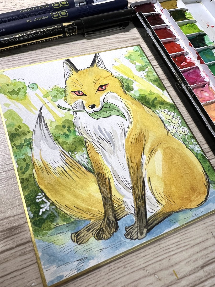 キツネの師匠ー！！ ミニ色紙🎨