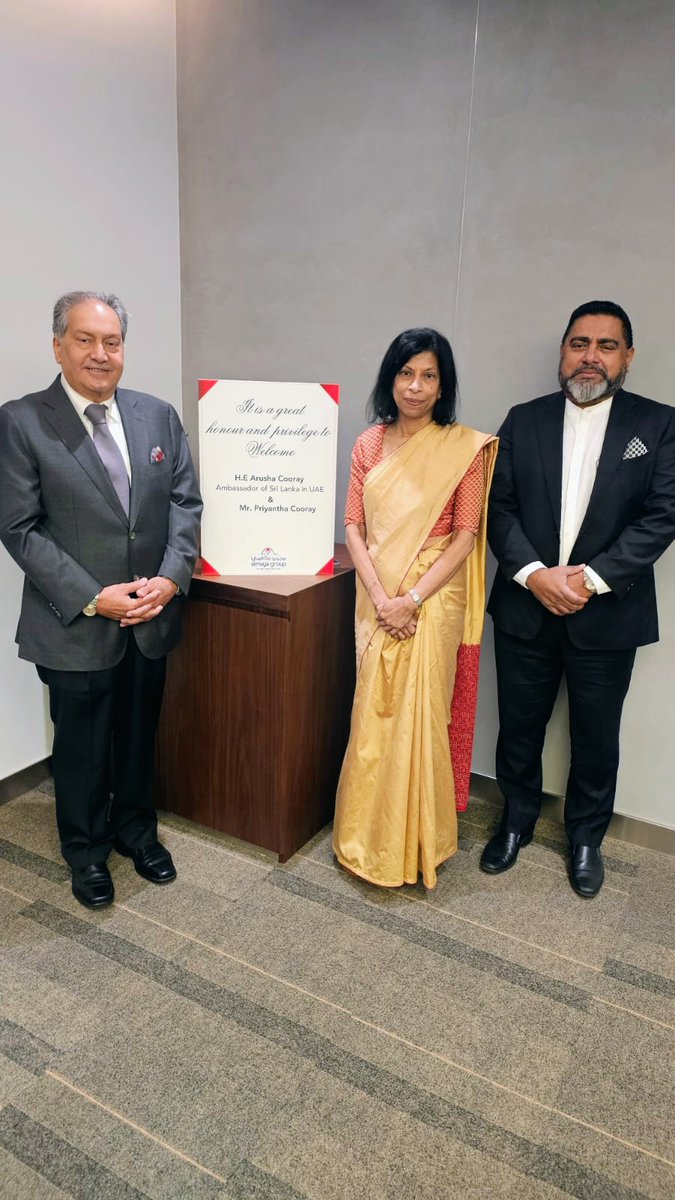 Honoured to host H.E. Arusha Cooray, Ambassador of Sri Lanka to the UAE, at the Al Maya Headquarters.

Proud to showcase our wide range of Sri Lankan products and reaffirm the strong support for the Sri Lankan community in the UAE.

<a href="/SLinUAE/">Embassy of Sri Lanka in UAE</a> <a href="/AlMayaGroup/">Al Maya ME</a>
<a href="/almayaUAE/">Almaya Supermarkets</a>

#UAE #Dubai