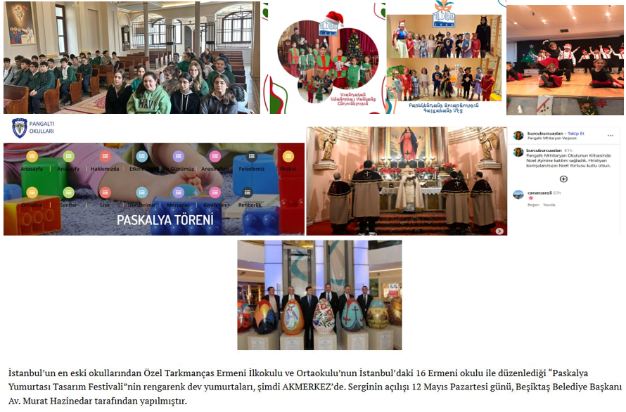 Eklediğim bu resimler ülkemizde eğitim öğretim veren bazı Ermeni ve Rum okulları. Bu okullar Türkiye'de bizim sistemimize göre eğitim öğretim veren aynı zamanda çocuklara kendi ülkelerinin kültür ve inanç değerleri ile de eğitim veren kurumlar. Paskalya bayramlarını cadılar