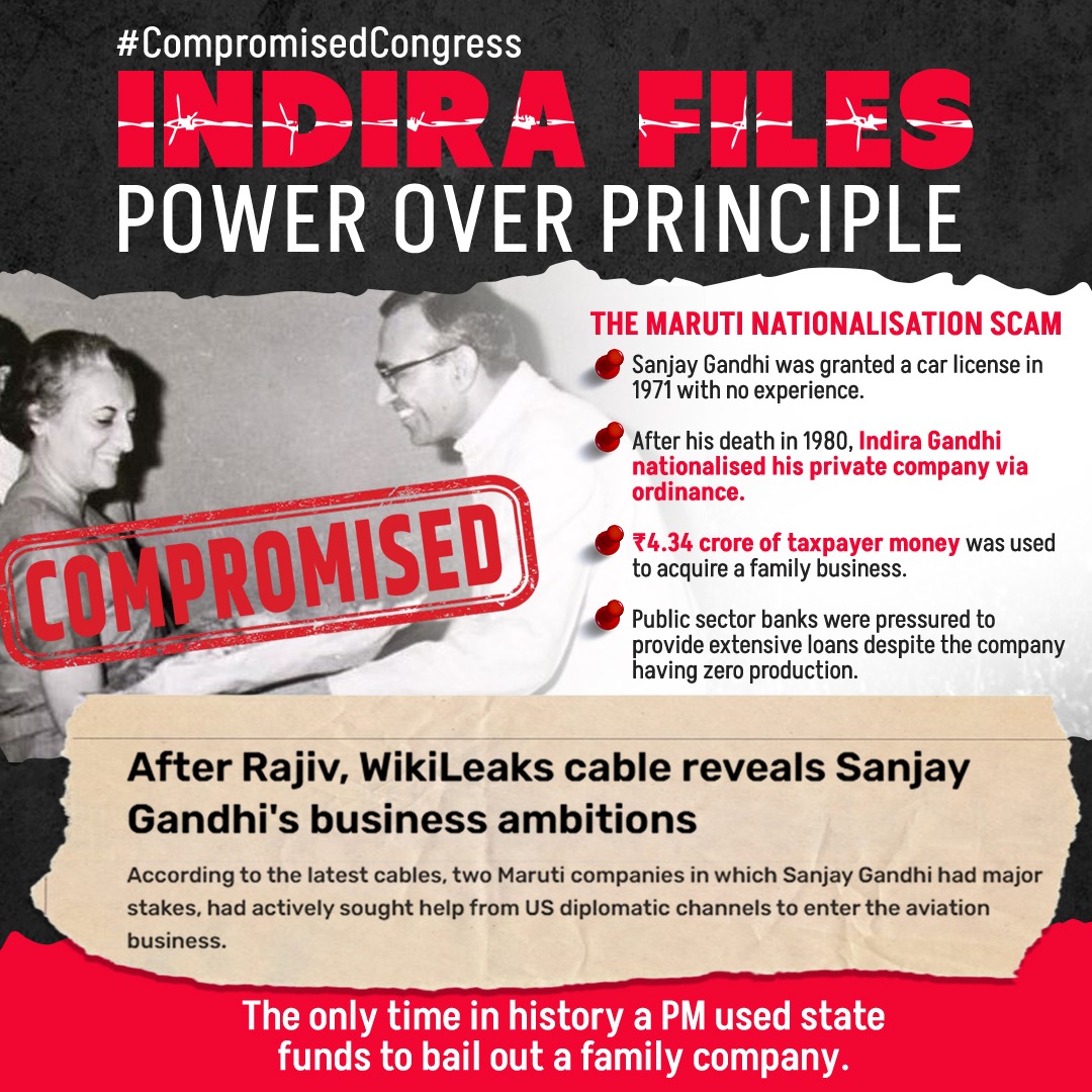 BJP4TamilNadu's tweet image. Indira Files Power Over Principle

#CompromisedCongress 

1/3