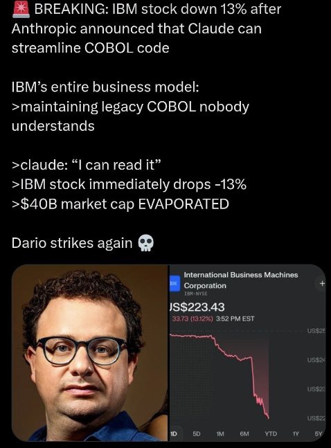 GAN12003's tweet photo. The real shift isn’t “AI kills COBOL.”
It’s AI accelerating modernization cycles.

And that changes consulting economics.

Interesting times ahead.

#ArtificialIntelligence
#LegacySystems
#COBOL
#EnterpriseTech 
#IBM
#SoftwareEngineering
#DigitalTransformation https://t.co/HIS0qBfY1X