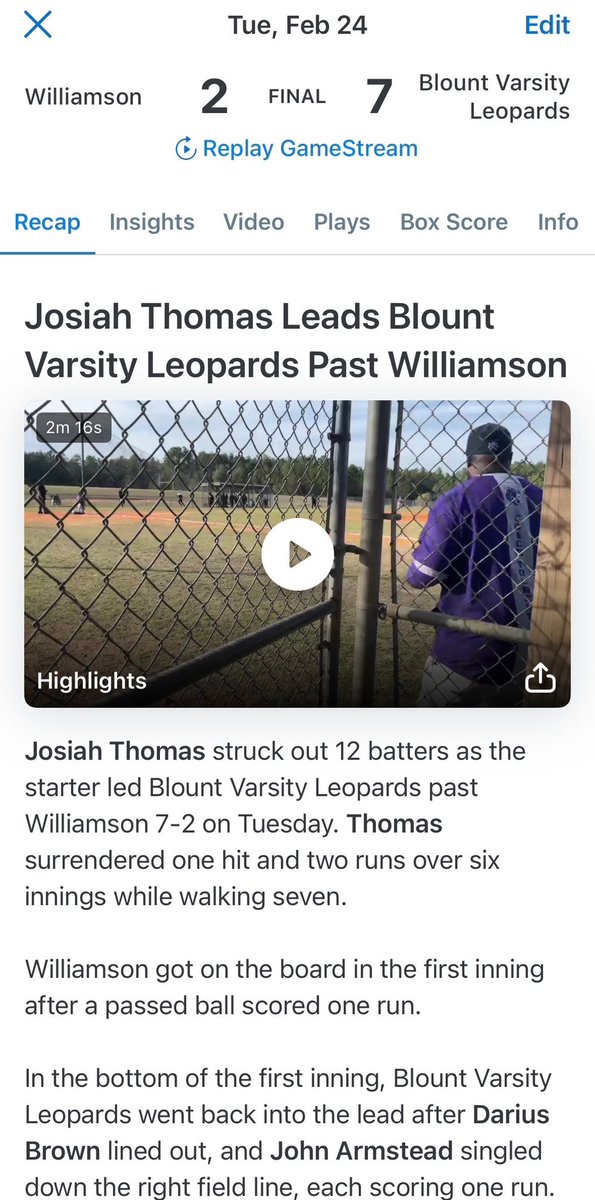 Blount Baseball tweet media