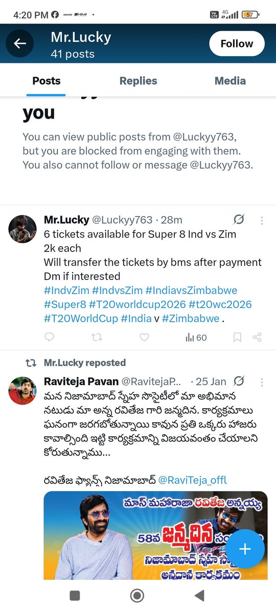 Vishnu51186231's tweet photo. Do not buy tickets from Mr. Lucky. He took money from me and did not send the tickets. This is a scam. I have his details and will be taking further action.

#indvszimtickets #INDvsZIM #ind #zim #T20WorldCup2026 #chepauktickets https://t.co/gIGUN67x8X