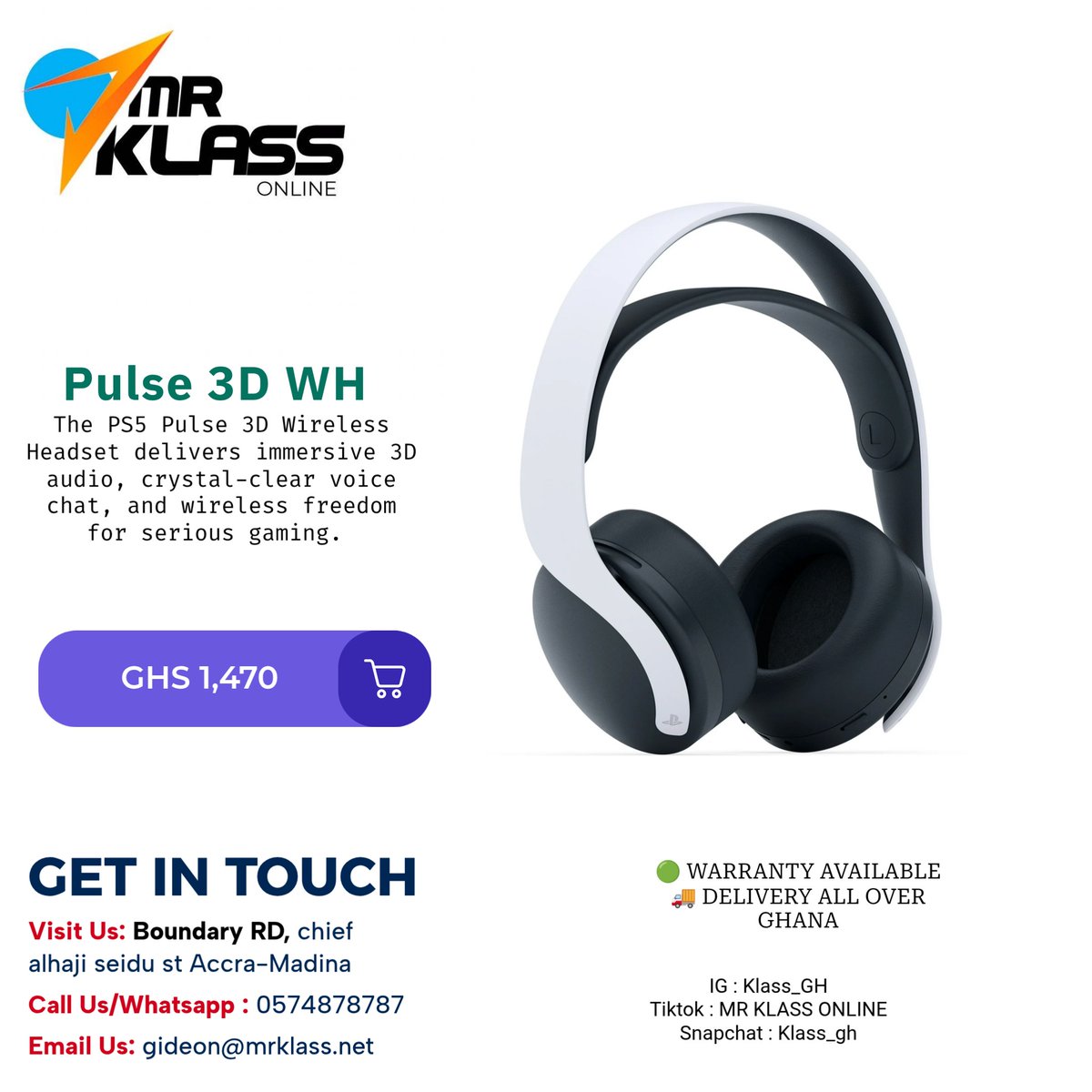 Hear every move. Feel every moment. 🎧🔥
The PS5 Pulse 3D Wireless Headset delivers immersive 3D audio, crystal-clear voice chat, and wireless freedom for serious gaming. Designed for PlayStation 5 for the ultimate sound experience.