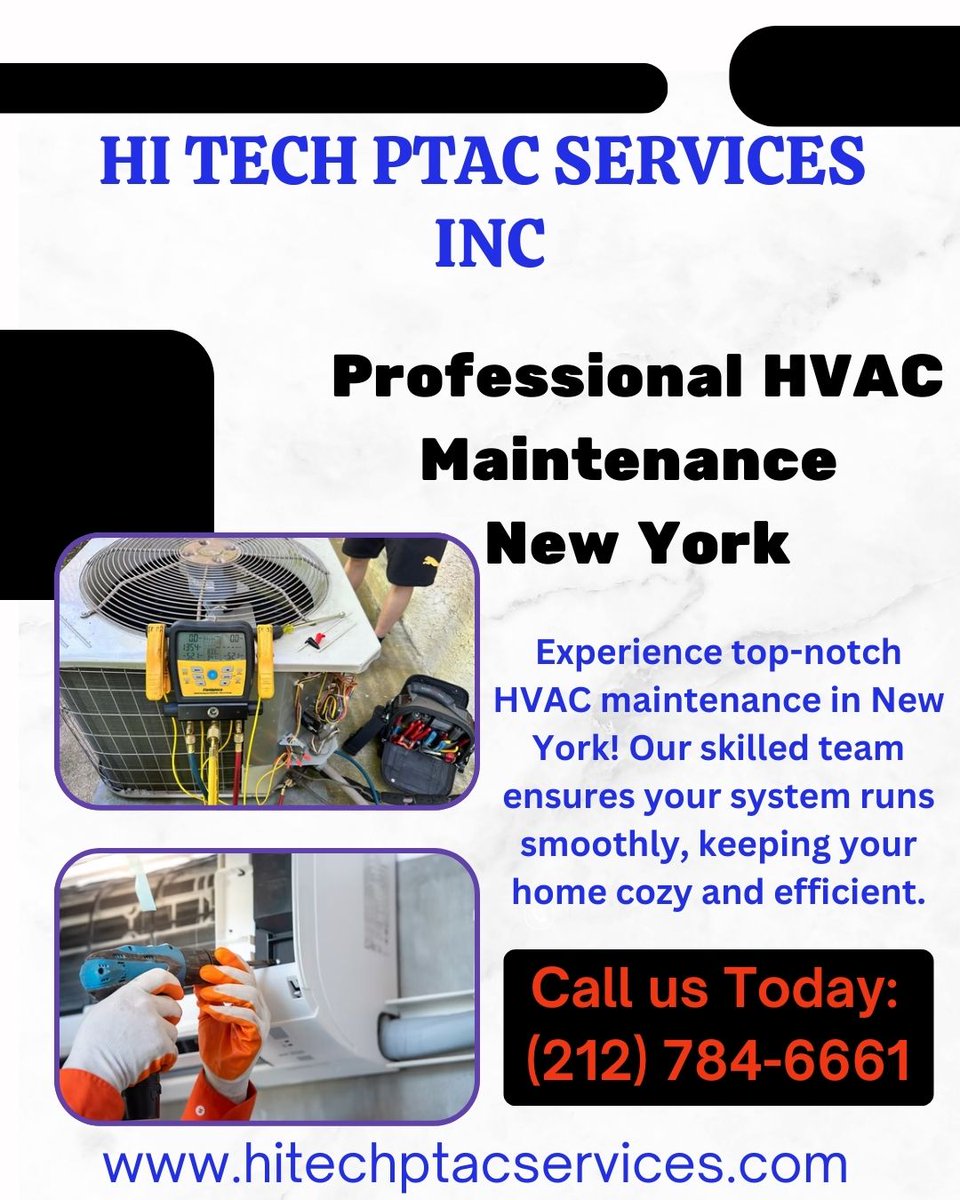 ptacservicesinc's tweet photo. Maximize HVAC efficiency and comfort in New York with expert maintenance services, including inspections, cleaning, and performance optimization.
Call us today: (212) 784-6661 or visit https://t.co/VPs6TFp4Z3, #HeatWave, #StayChill, #FreshAir, #ClimateControl, #SmartCooling https://t.co/uniE8afWFH