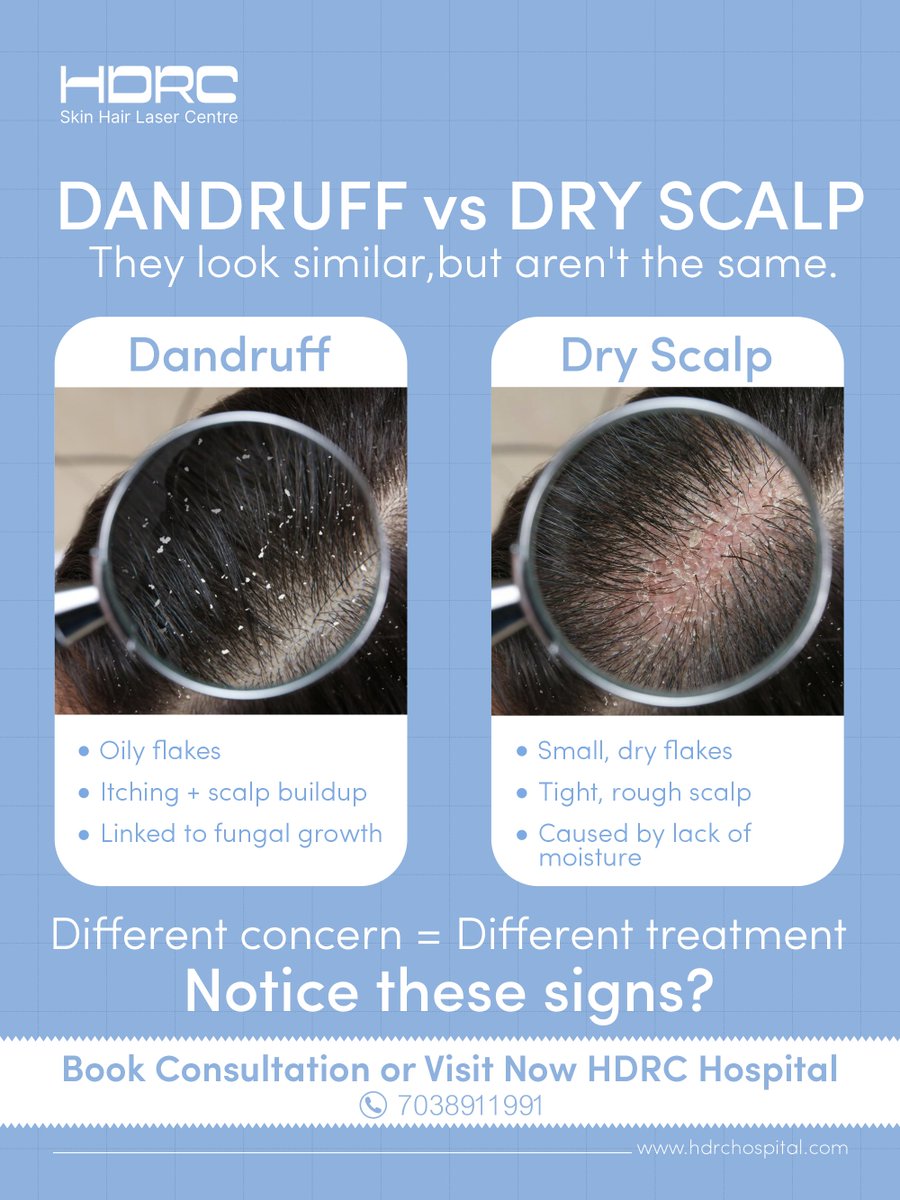 hdrchospital's tweet photo. Flaky Scalp? It Could Be Dandruff or Dry Scalp | HDRC Hospital
#HDRCHospital #ScalpCare #DandruffTreatment #DryScalp #HairCareClinic #HealthyScalp #SkinHairLaserCentre #DermatologyCare #HairCareExperts #NashikHealthcare https://t.co/KxMqOkRxub